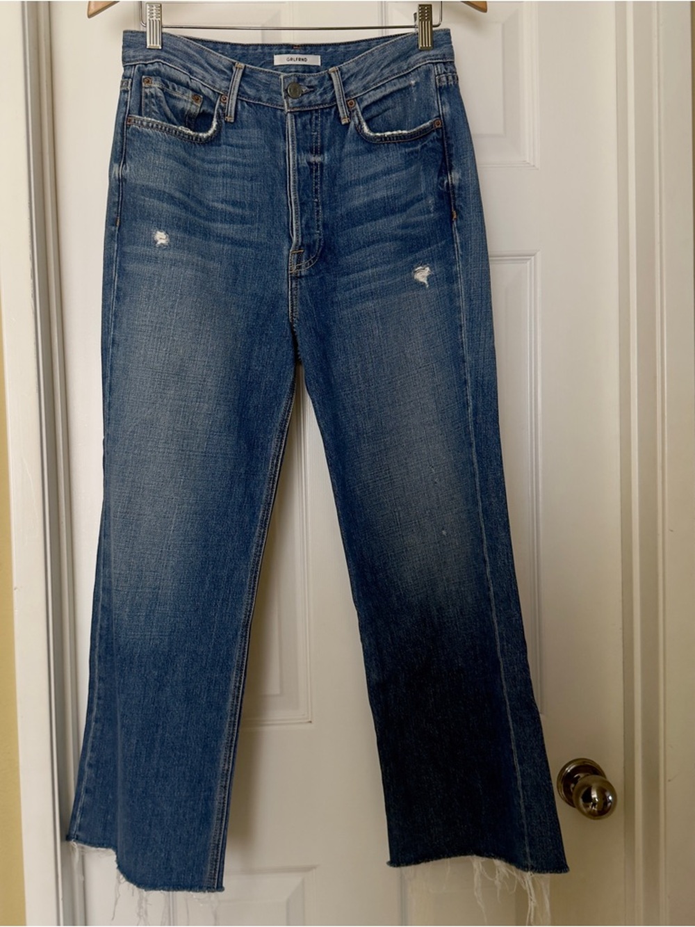 GRLFRND "Wear Me Out" Bobbi Distressed Wide-Leg Jeans - Size 28